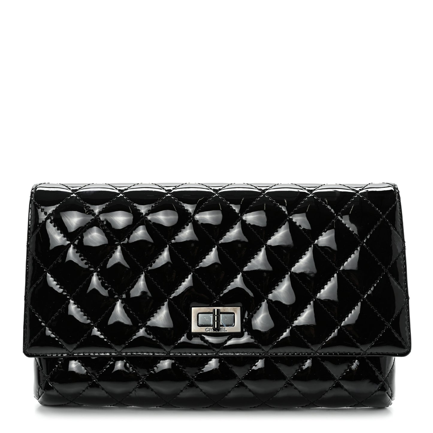 Patent Calfskin Quilted Reissue 2.55 Clutch So Black