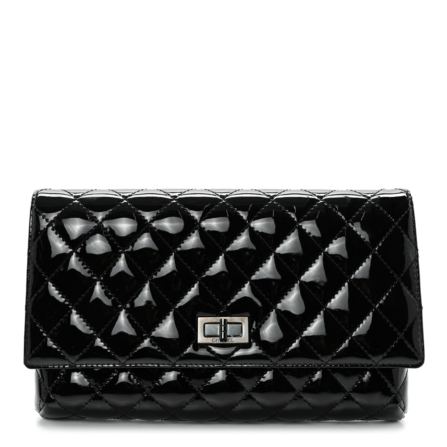 Chanel Patent Calfskin Quilted Reissue 2.55 Clutch So Black 1 of 9