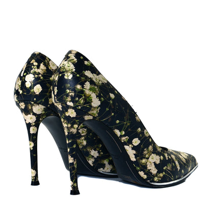 Givenchy Calfskin Floral Print Pointed Toe Pumps 40.5 Black Multicolor 5 of 11