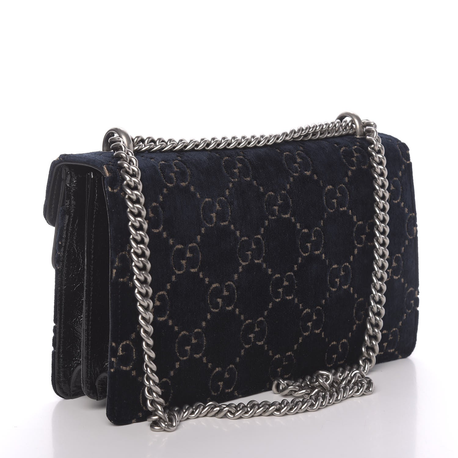 Gucci Velvet Skipper GG Monogram Small Dionysus Shoulder Bag Blue Beige Black 4 of 11