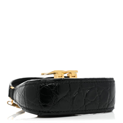 Alexander Wang Crocodile Embossed Calfskin Micro Legacy Hobo Black 4 of 7