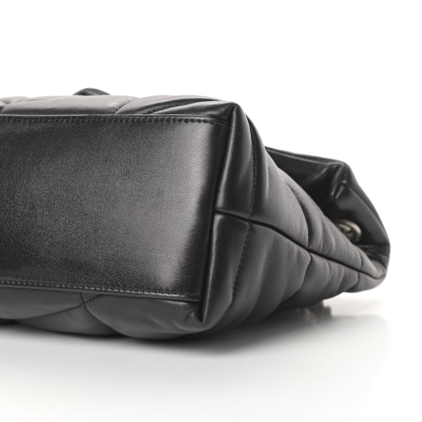 Lambskin Quilted Small Loulou Puffer Monogram Chain Satchel Black