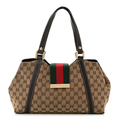 Gucci Monogram Medium New Ladies Web Tote Dark Brown 1 of 17