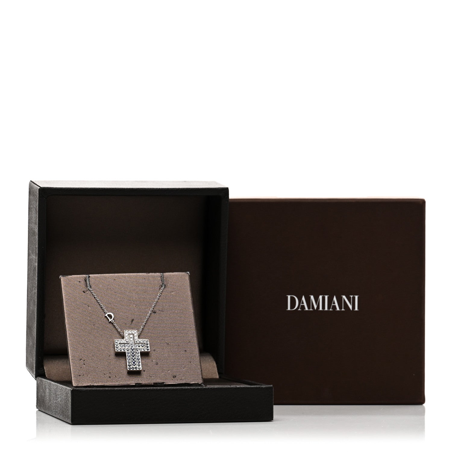 Damiani 18K White Gold Diamond Blue Sapphire Belle Epoque Cross Pendant Necklace 5 of 5