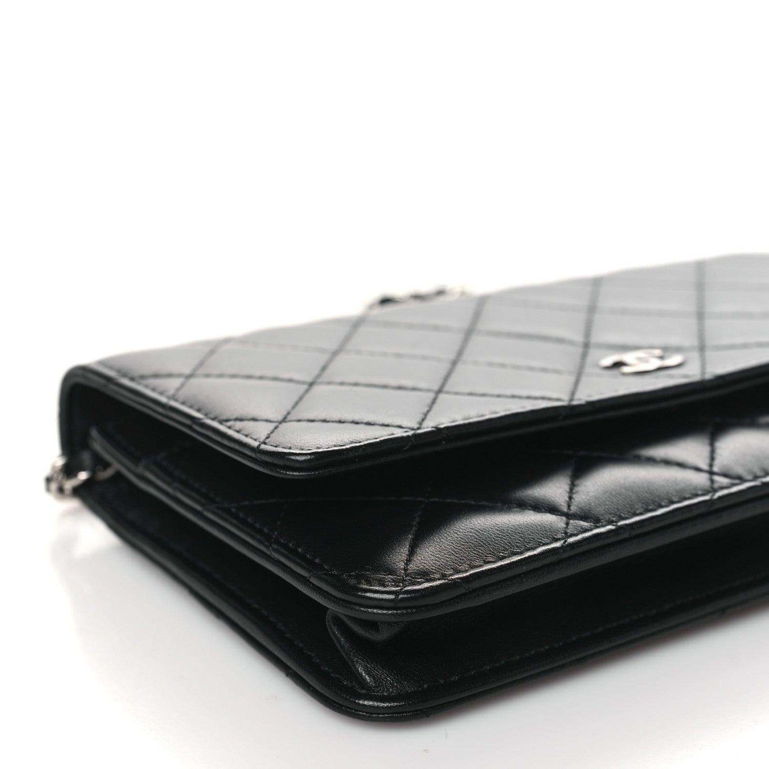 Chanel Lambskin Quilted Wallet On Chain WOC Black 10 of 12