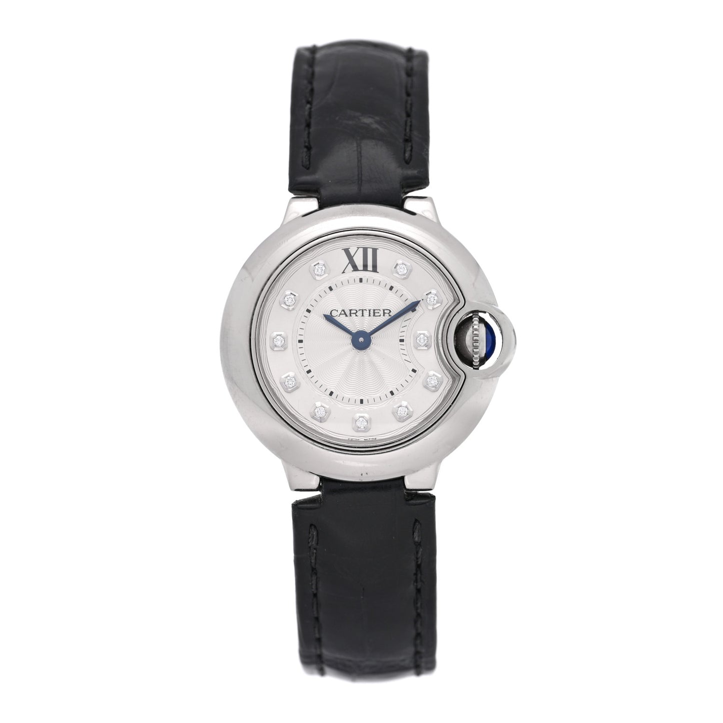 Stainless Steel Alligator Diamond 28mm Ballon Bleu De Cartier Quartz Watch