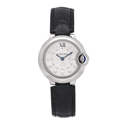Cartier Stainless Steel Alligator Diamond 28mm Ballon Bleu De Cartier Quartz Watch 1 of 5