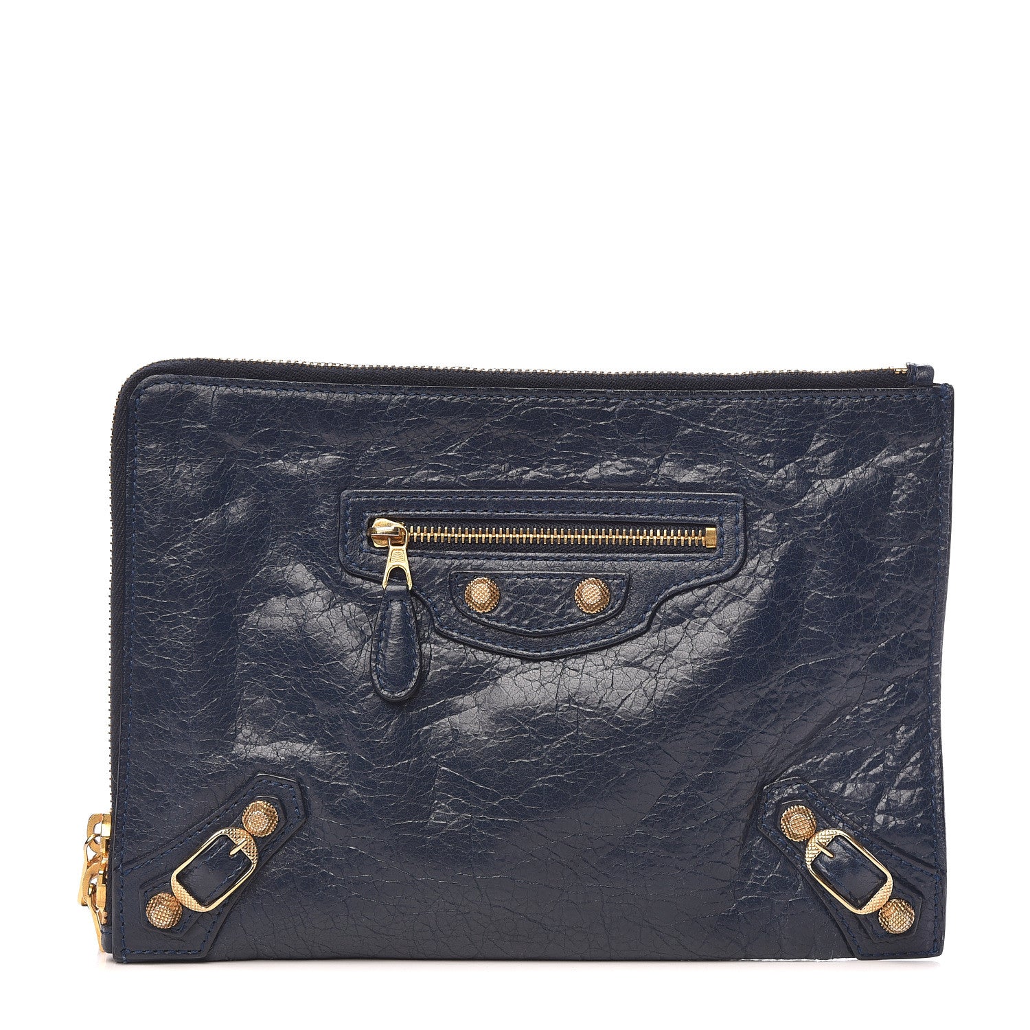 Balenciaga Agneau Giant 12 Gold Hardware Pouch Clutch Bleu Obscur 1 of 9
