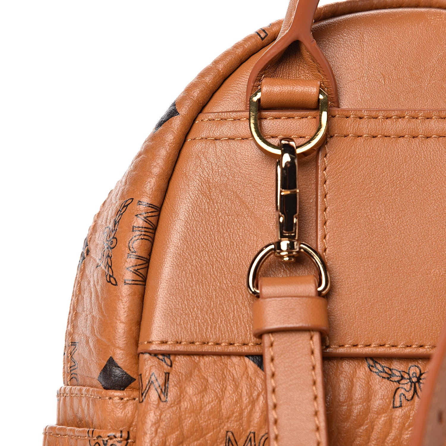 MCM Visetos Side Stud X-Mini Stark Bebe Boo Backpack Cognac 7 of 12