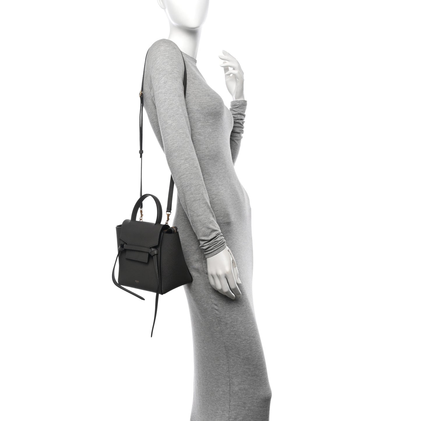Grained Calfskin Nano Belt Bag Grey
