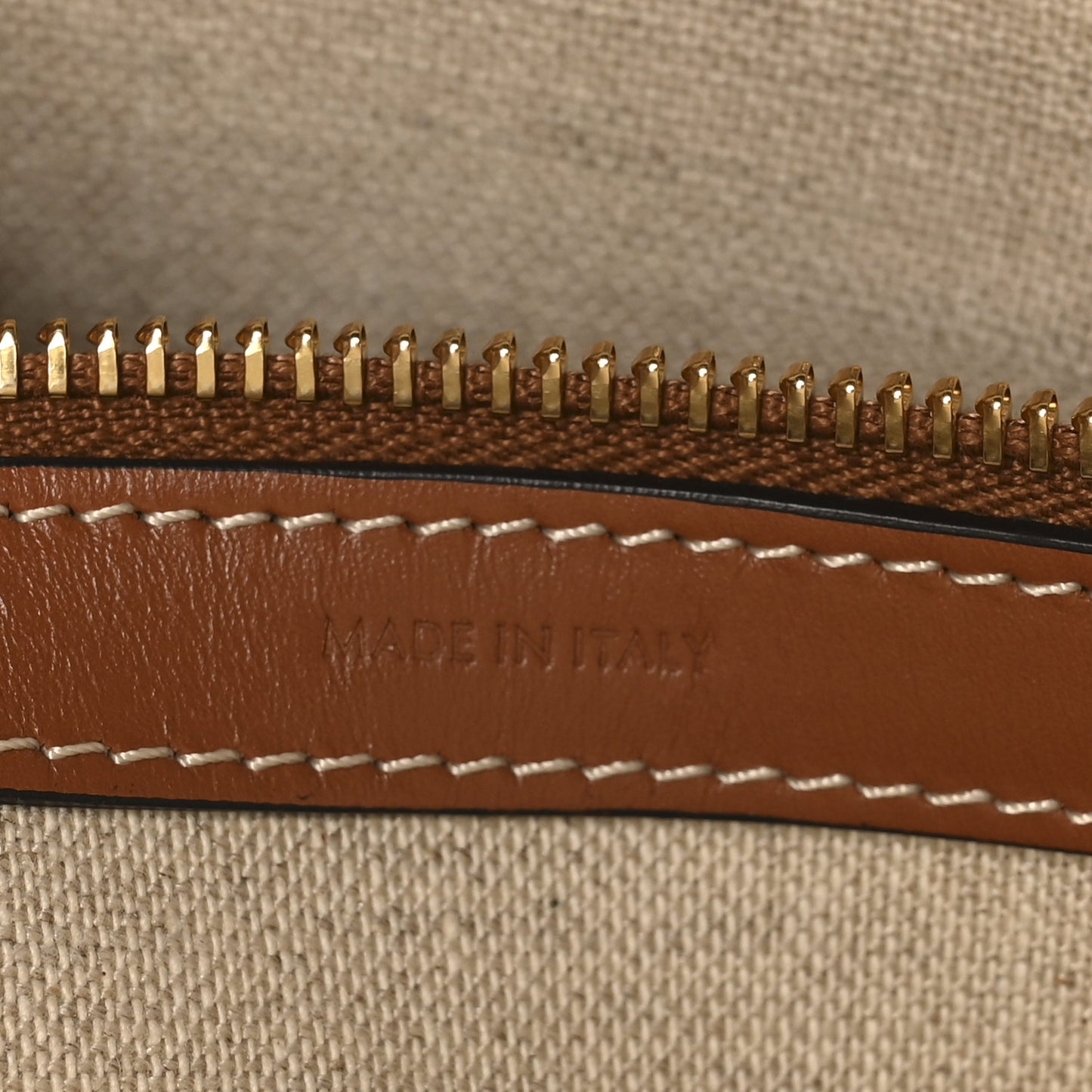 Canvas Calfskin Paris Horizontal Cabas Tan
