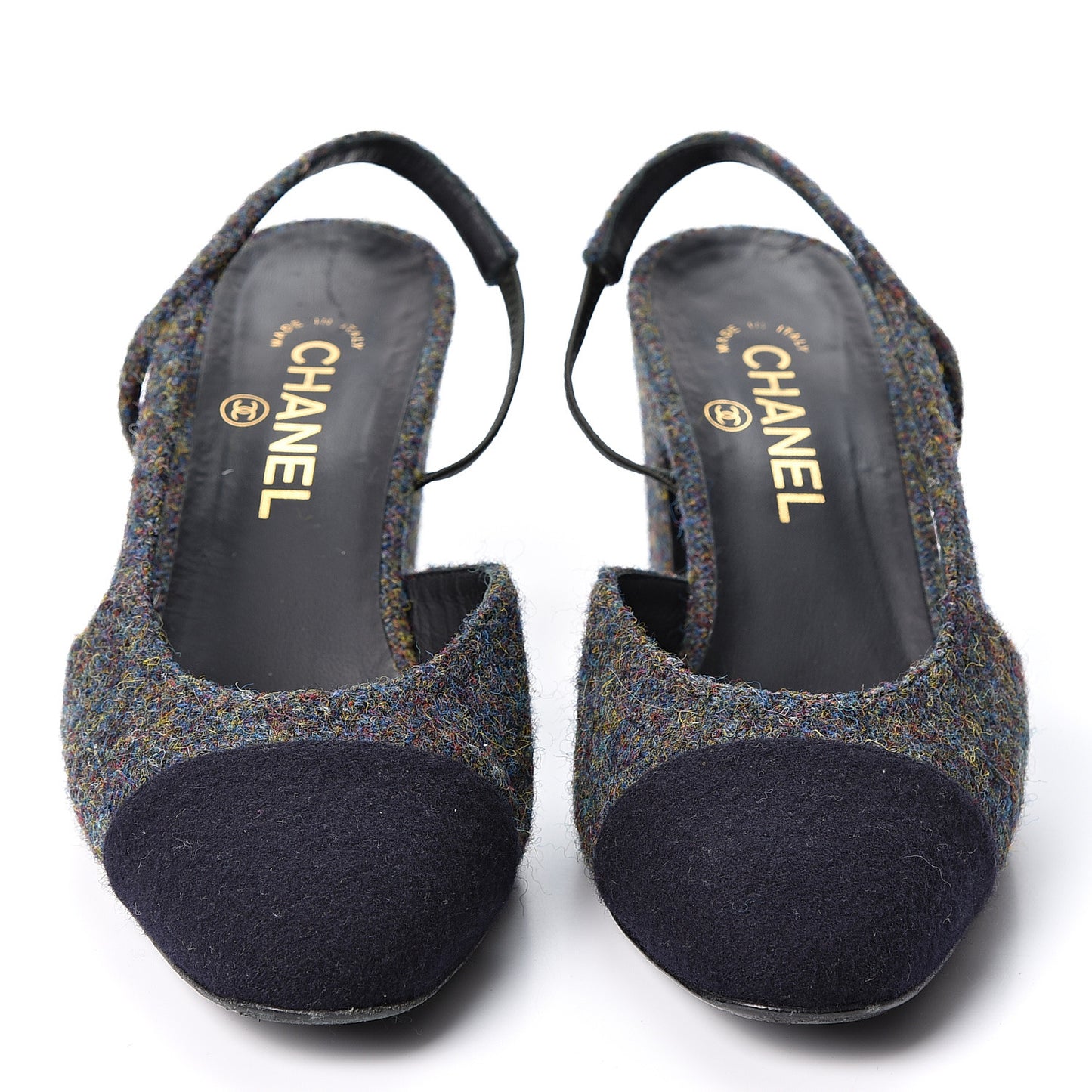 Wool Cap Toe CC Slingback Pumps 39.5 Black Dark Grey