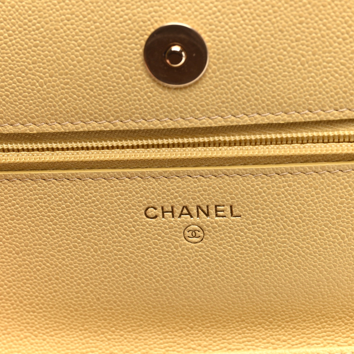 Chanel Caviar Quilted Studded CC Wallet on Chain WOC Yellow 6 of 11