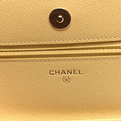 Chanel Caviar Quilted Studded CC Wallet on Chain WOC Yellow 6 of 11