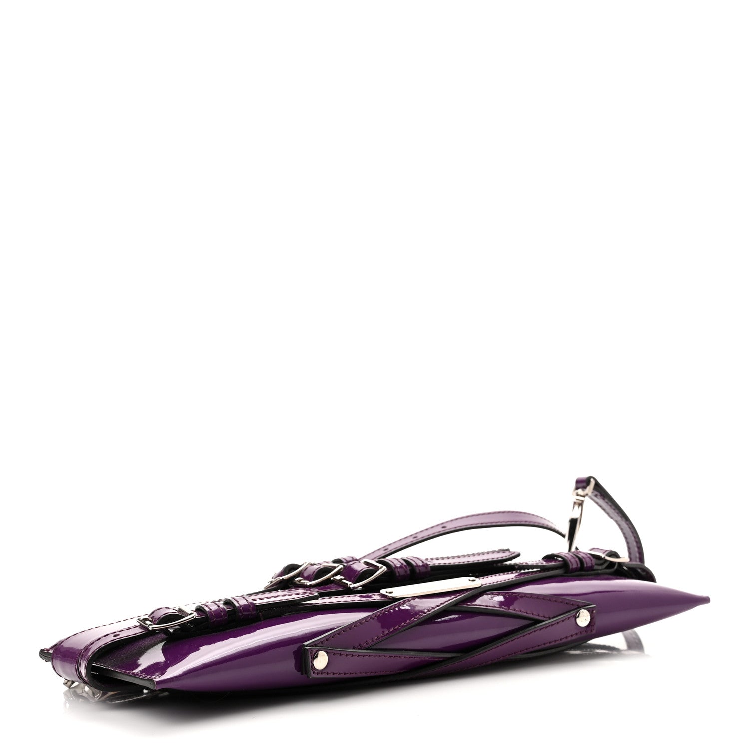 Burberry Patent Bridle Calfskin Parmoor Clutch Bag Purple 4 of 11