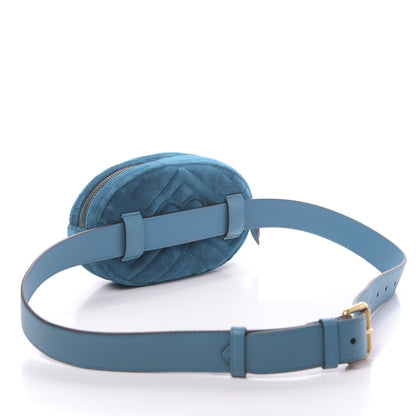 Gucci Velvet Matelasse Embroidered GG Marmont Belt Bag 95 38 Pavone Cyan 3 of 10