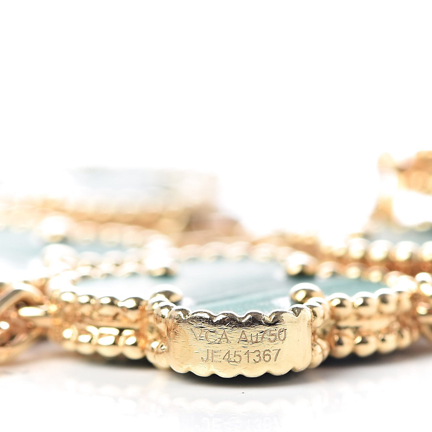 18K Yellow Gold Malachite 5 Motifs Vintage Alhambra Bracelet