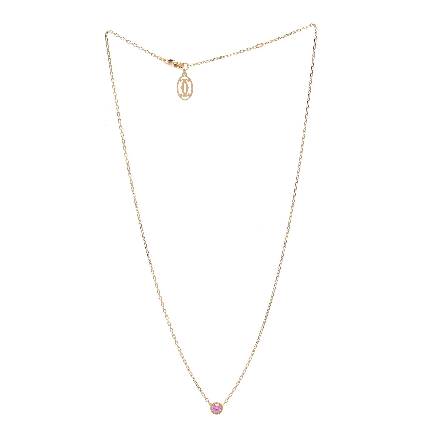 18K Pink Gold Pink Sapphire D'Amour Pendant Necklace