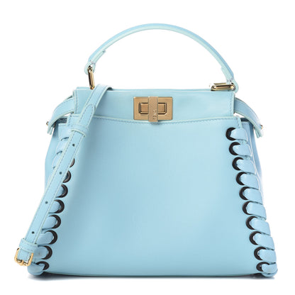 Fendi Nappa Lace Up Mini Peekaboo Iconic Satchel Turchese 1 of 10