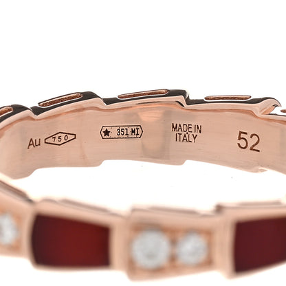 Bulgari 18K Rose Gold Diamond Carnelian 4mm Serpenti Viper Band Ring 52 6 6 of 6