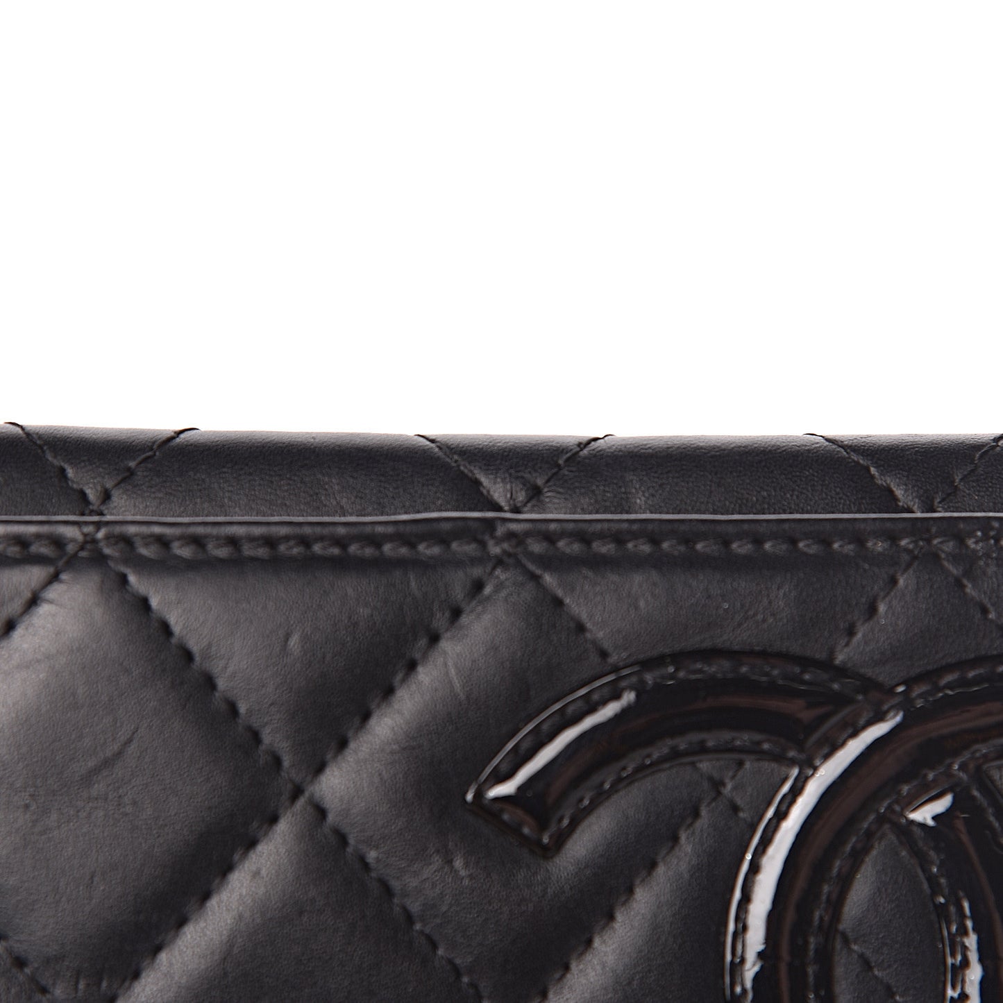 Calfskin Quilted Cambon Business Card Holder Black