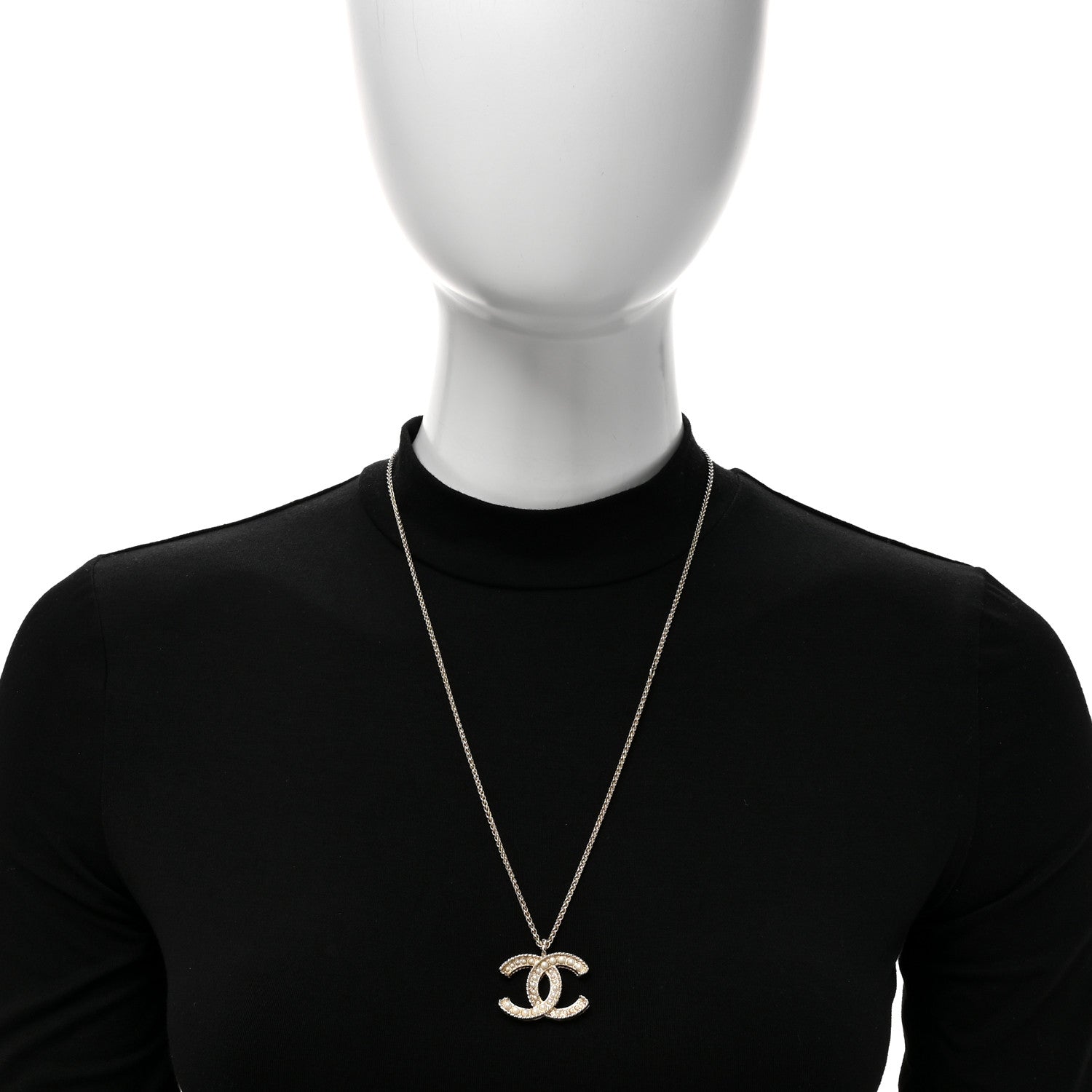 Chanel Pearl CC Pendant Necklace Gold 2 of 5