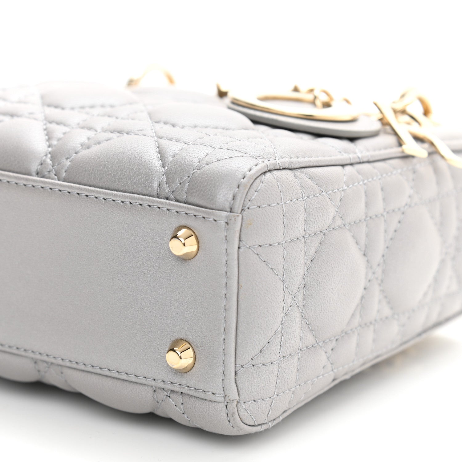Christian Dior Metallic Lambskin Cannage Mini Lady Dior Grey 9 of 11