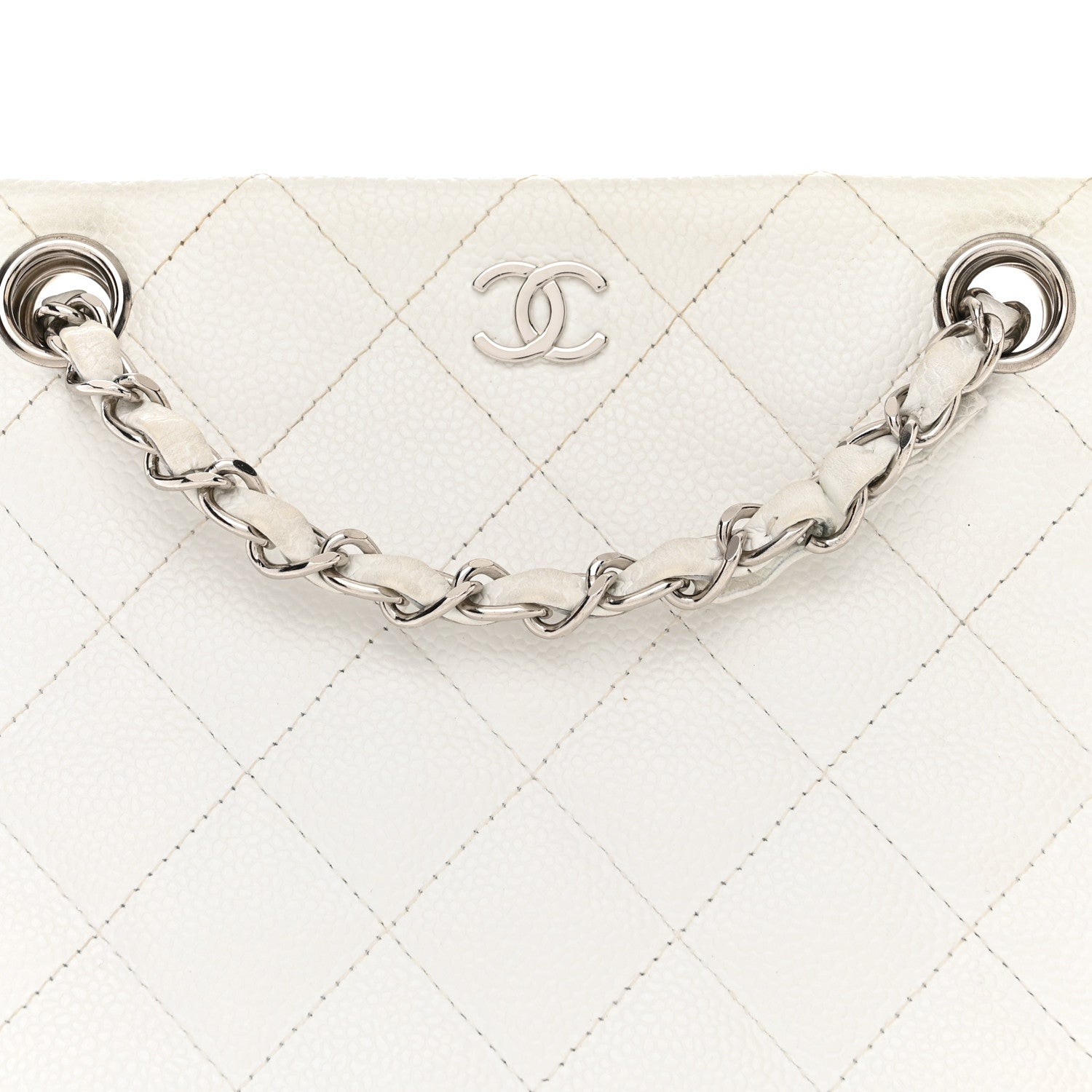 Chanel Caviar Quilted Shoulder Bag White 8 of 10