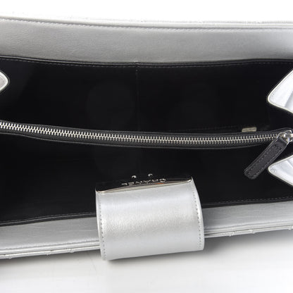 Chanel Metallic Sheepskin Quilted Beauty Lock Clutch Silver 5 of 12