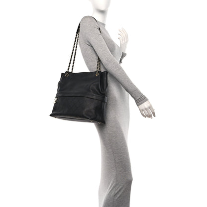 Chanel Crumpled Grained Calfskin Zip and Carry Shopping Tote Black 2 of 11