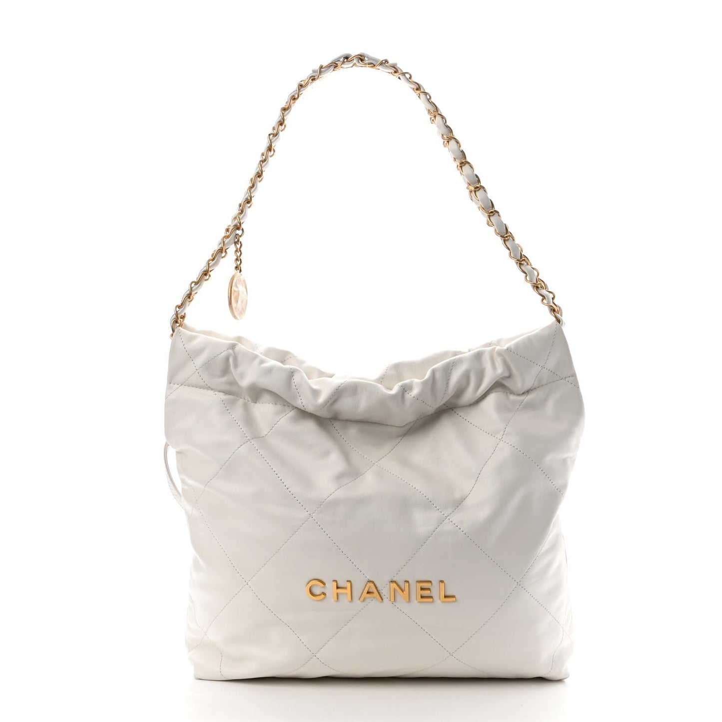 Shiny Calfskin Quilted Small Chanel 22 White