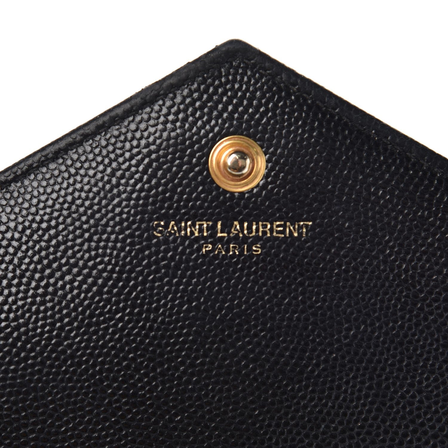 Saint Laurent Grain De Poudre Matelasse Chevron Monogram Chain Wallet Black 6 of 12