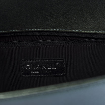 Chanel Iridescent Goatskin Quilted New Medium Boy Flap Green 8 of 11