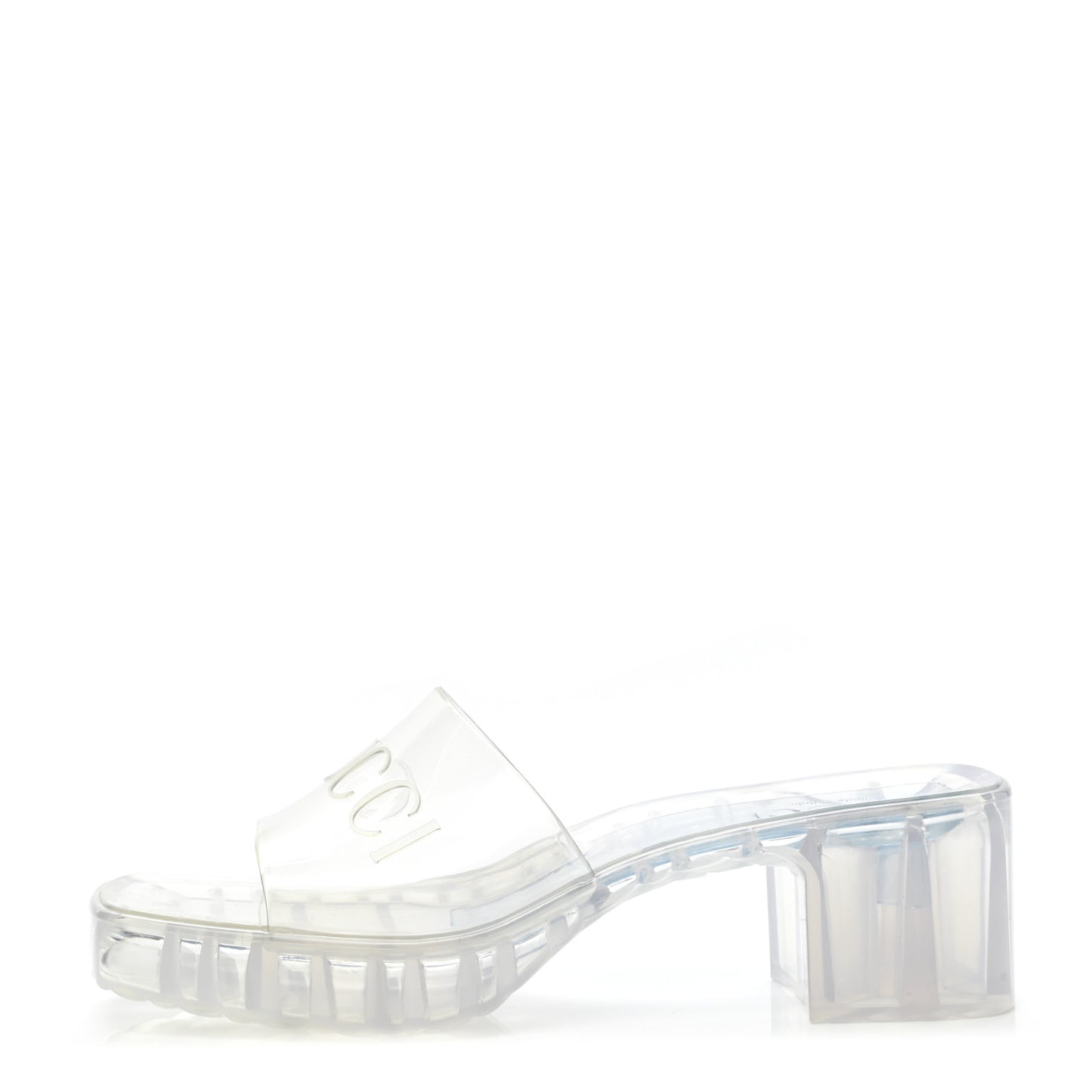 Rubber Gucci Logo Womens Platform 20/60mm Slide Sandals 35 Transparent