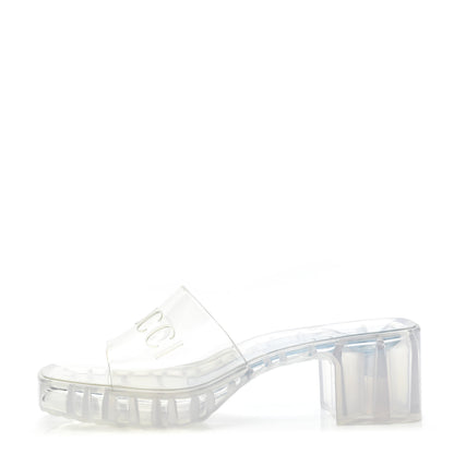 Gucci Rubber Gucci Logo Womens Platform 20/60mm Slide Sandals 35 Transparent 1 of 7