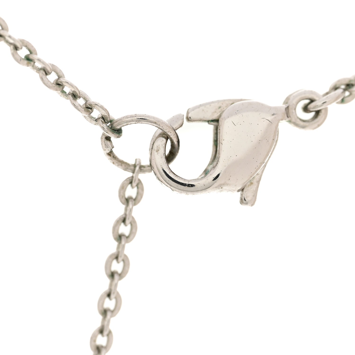 Christian Dior Metal Crystal Logo Clover Necklace Silver 1857849
