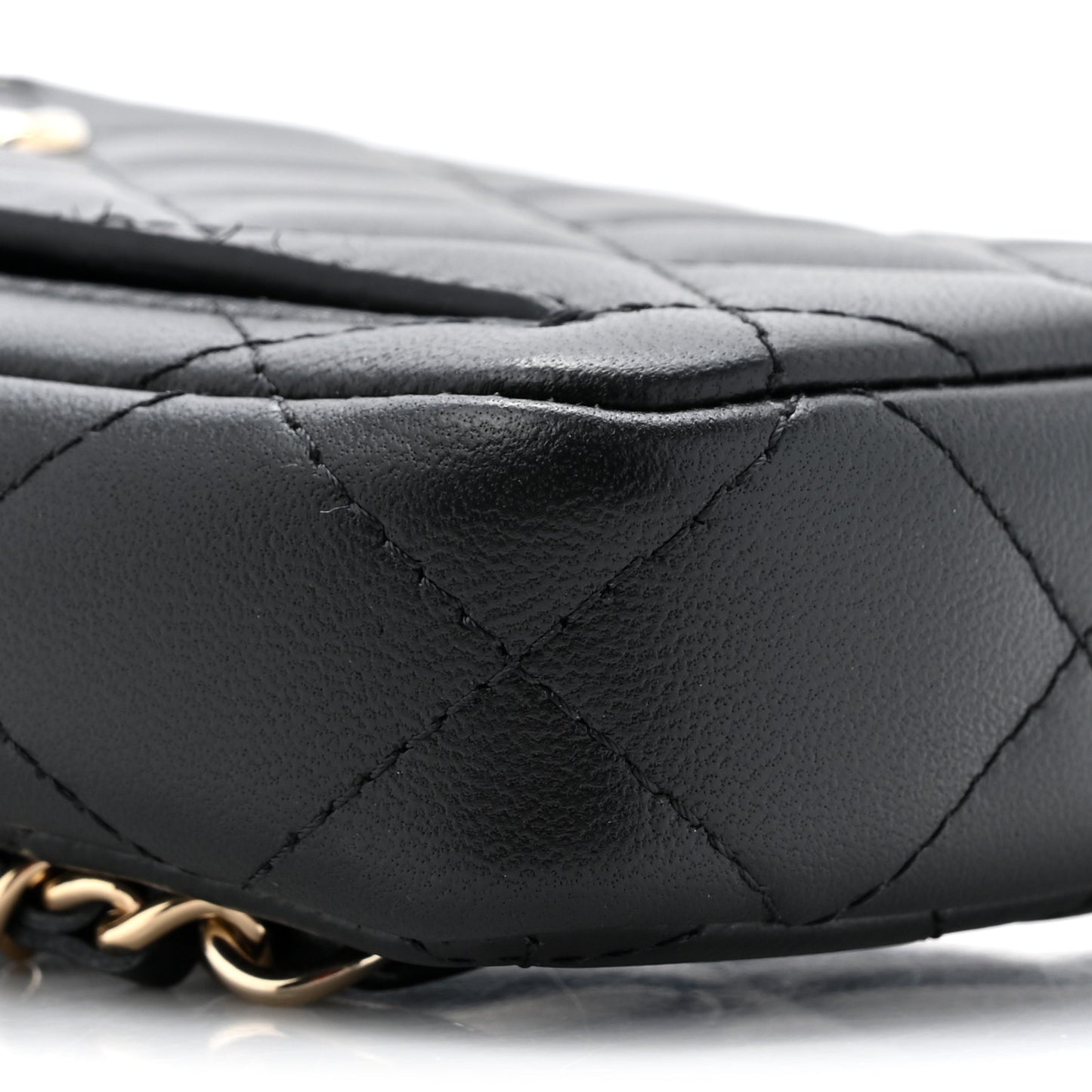 Lambskin Quilted CC Phone Holder Black