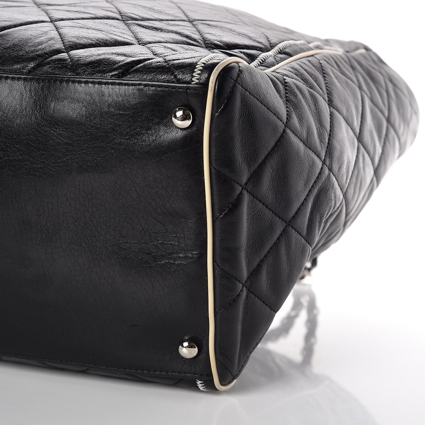 Lambskin Quilted Large East West Tote Black