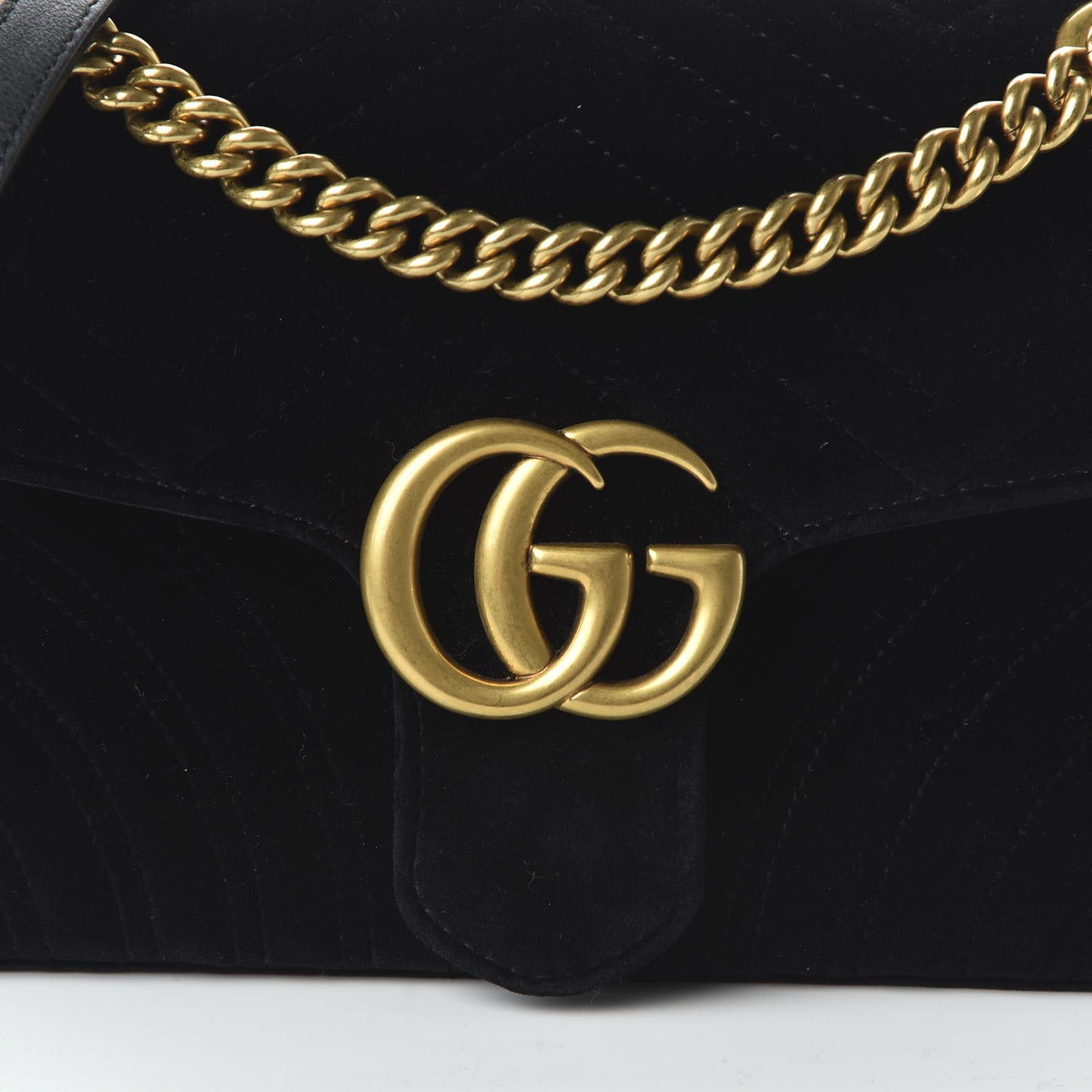 Velvet Matelasse Small GG Marmont Shoulder Bag Black