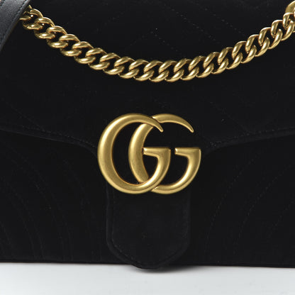 Gucci Velvet Matelasse Small GG Marmont Shoulder Bag Black 10 of 10