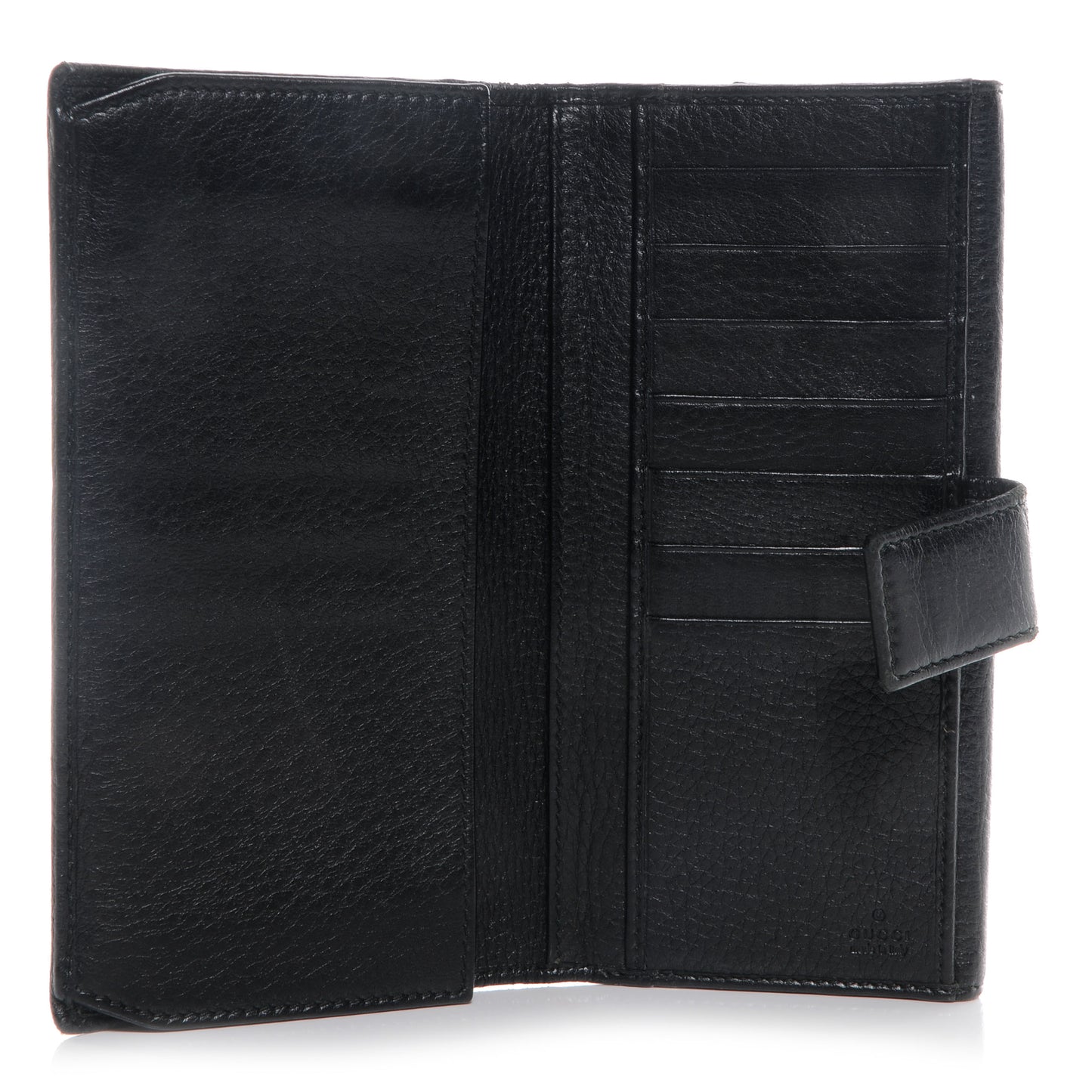 Leather Bamboo Continental Wallet Black