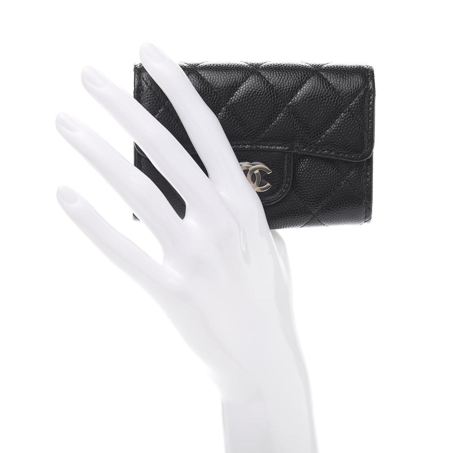 Caviar Quilted Classic 4 Key Holder Wallet Black
