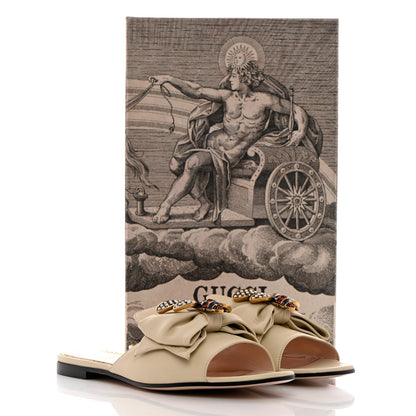 Gucci Nappa Queen Margaret Flat Slide Sandals 38 Vintage White 11 of 11