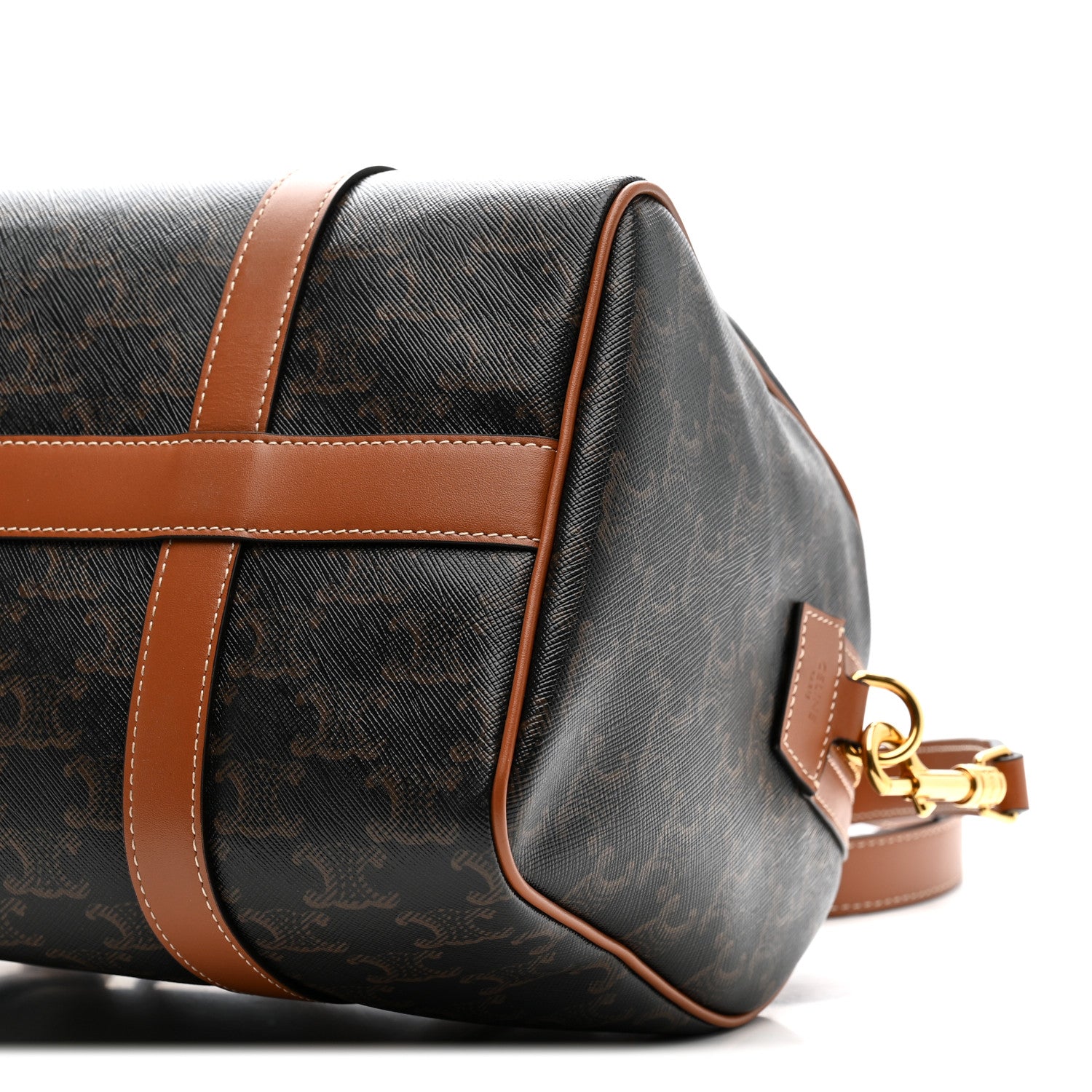 Celine Triomphe Canvas Calfskin Large Boston Bag Tan 18 of 19