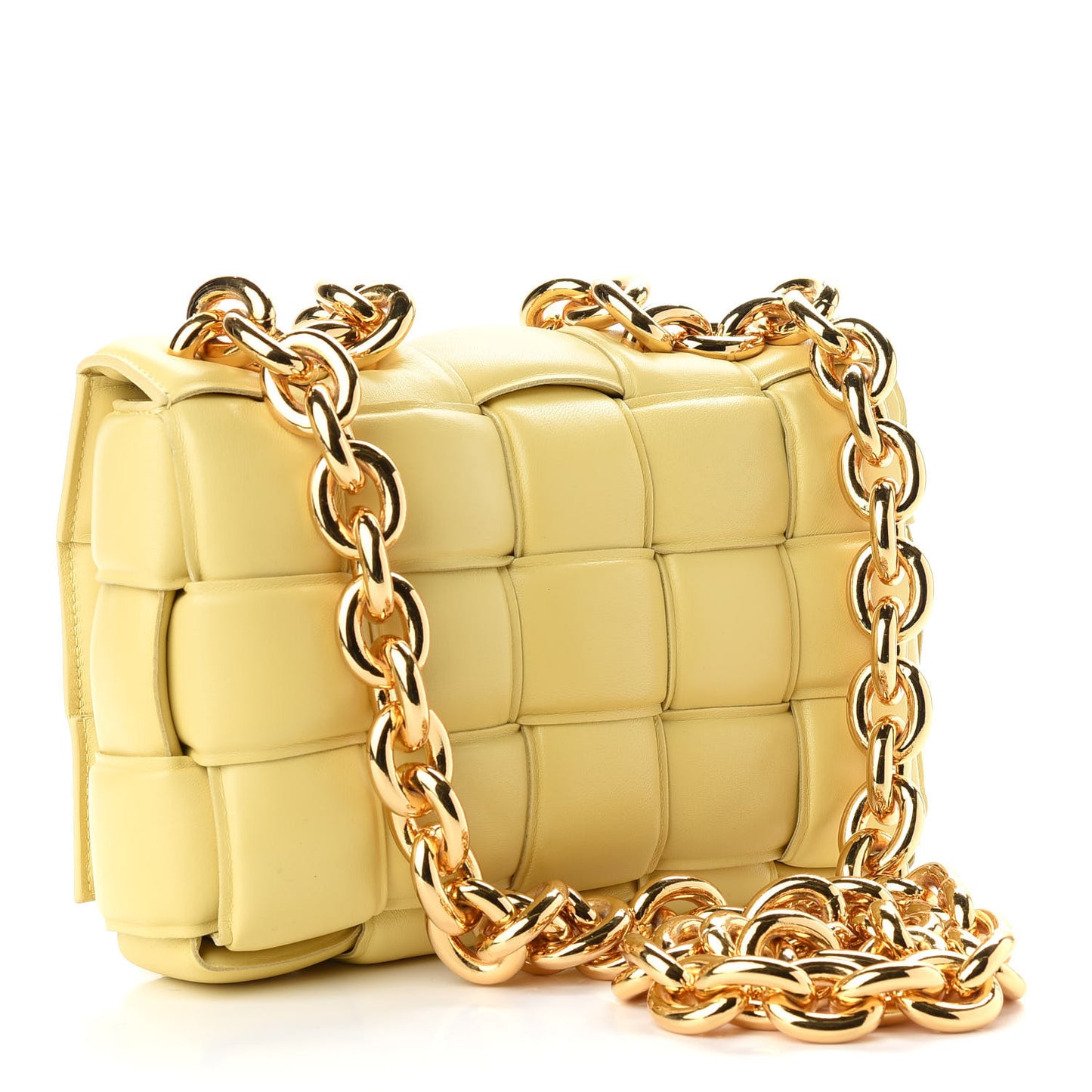 Lambskin Maxi Intreccio Padded Chain Cassette Crossbody Bag Butter
