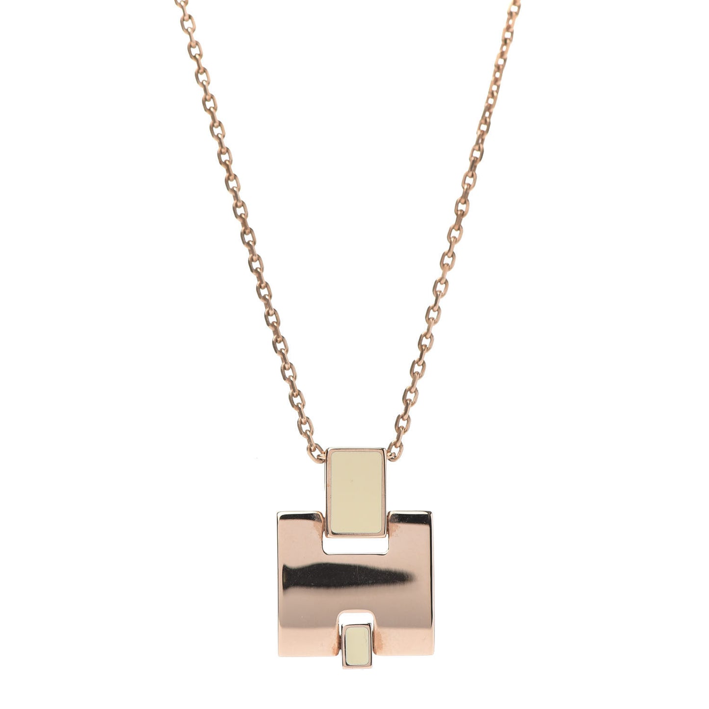 Rose Gold Plated Lacquered Eileen Pendant Necklace Ecru
