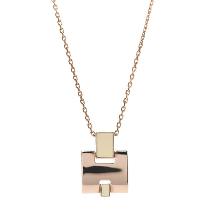 Hermes Rose Gold Plated Lacquered Eileen Pendant Necklace Ecru 1 of 7