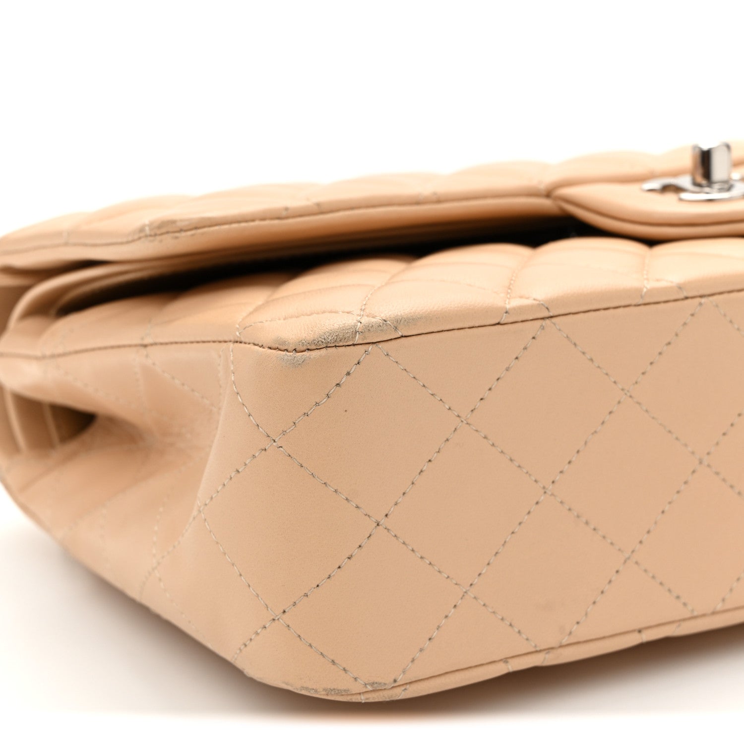 Chanel Lambskin Quilted Medium Double Flap Beige 9 of 12