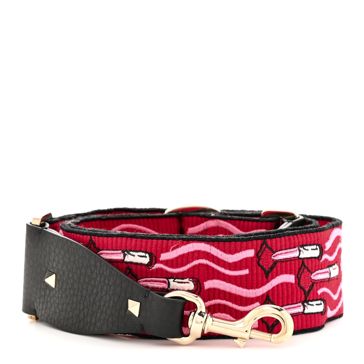 Valentino Garavani Canvas Lipstick Embroidered Rockstud Guitar Strap Multicolor 1 of 5