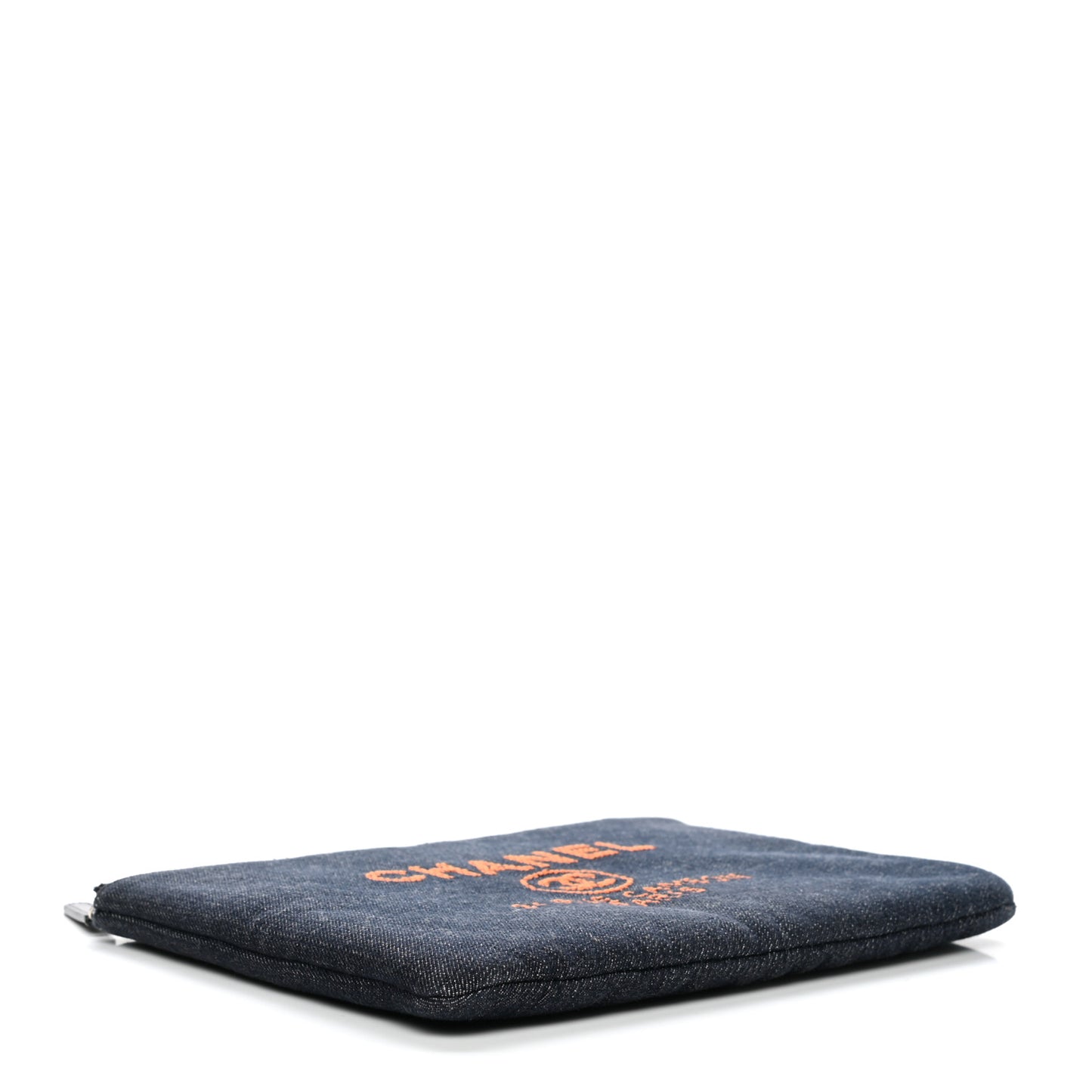 Denim Medium Deauville Pouch Clutch Blue Orange